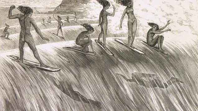 ancient Hawaiian surfers
