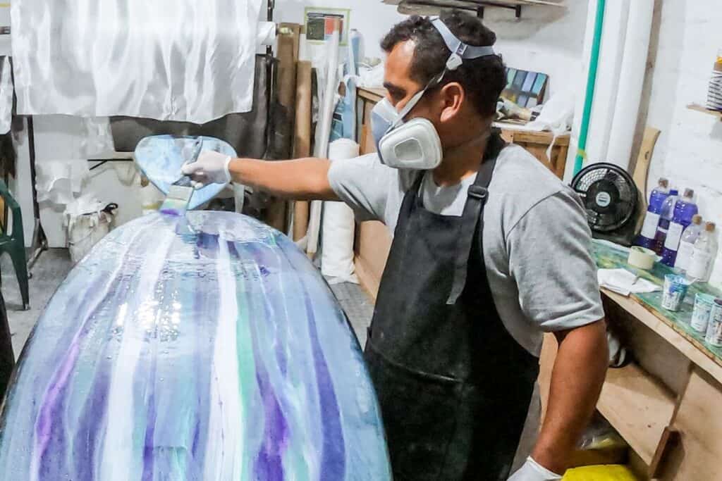 painting surfboard process